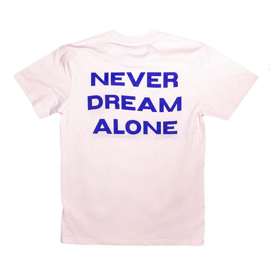 'Never Dream Alone' Purple on White Tee